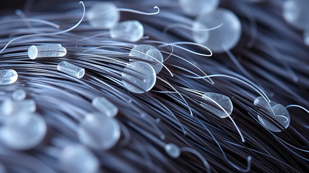 Microscopic image of hair fiber cuticle layers, showing smooth and raised scales