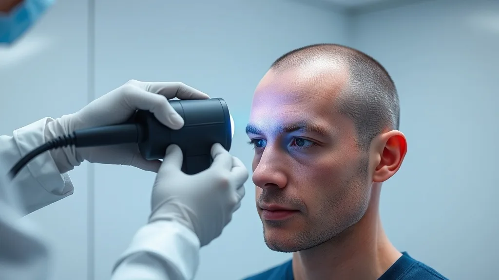 Technician using a handheld 3D scanner on a customer's scalp