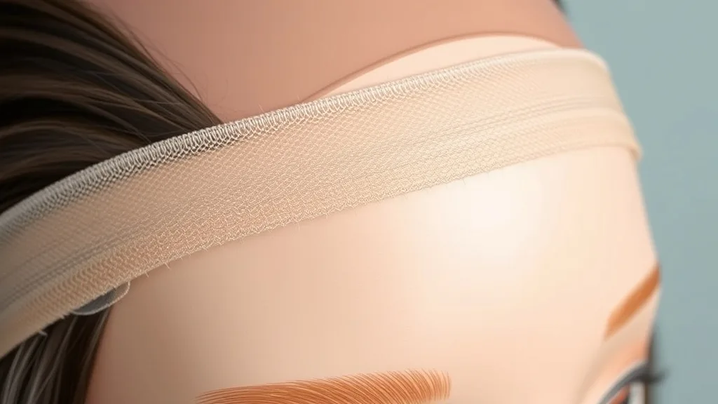 Close-up of a pre-plucked wig hairline on a mannequin head, showing realistic transition from lace to skin with tiny knots and varying hair directions