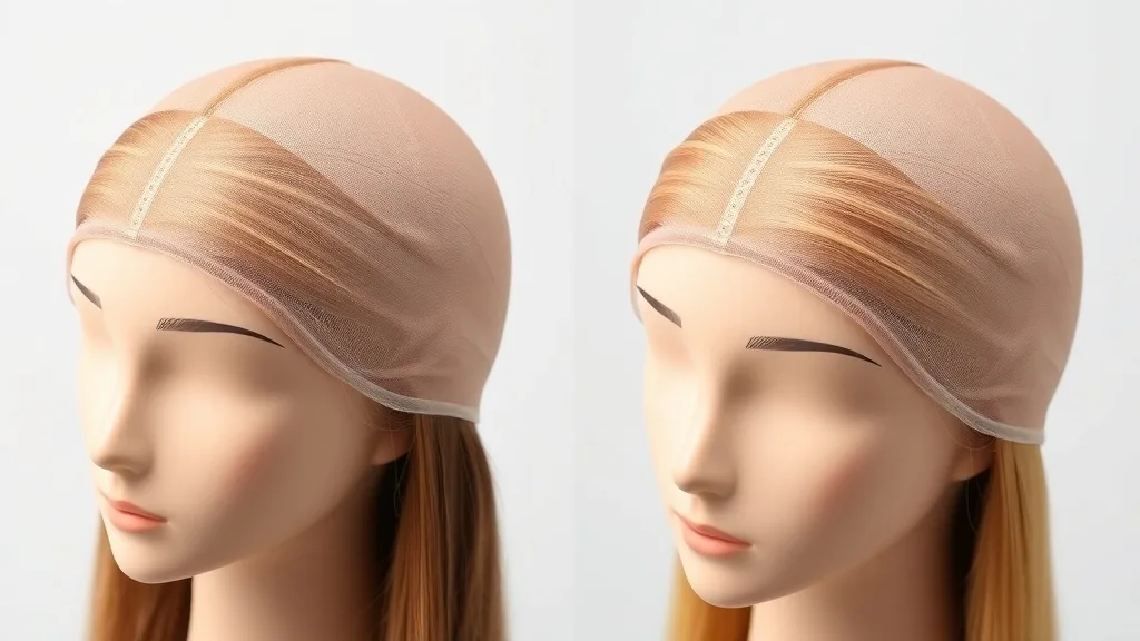 Side-by-side comparison of a standard wig hairline with dense straight line and a pre-plucked wig hairline with wispy irregular edge