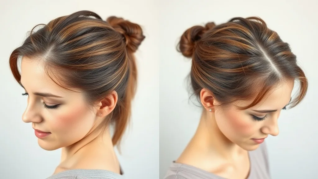 Split-screen comparison: left side shows a woman's scalp with redness and thinning from traction alopecia, right side shows healthy, full hair