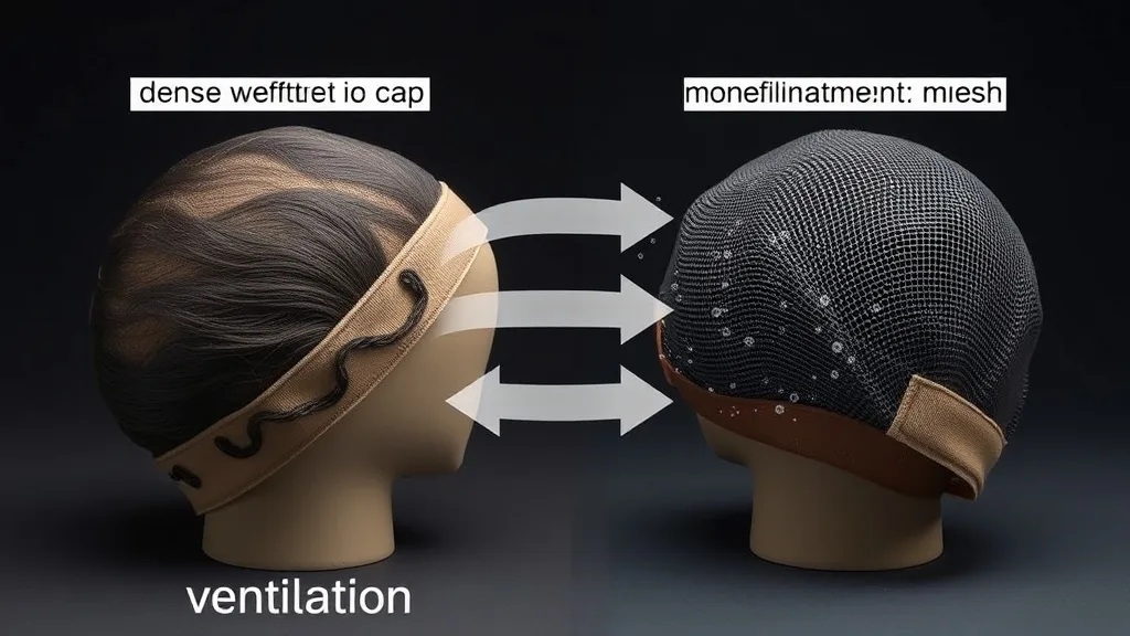 Illustration of air flowing through the open grid of a monofilament wig cap