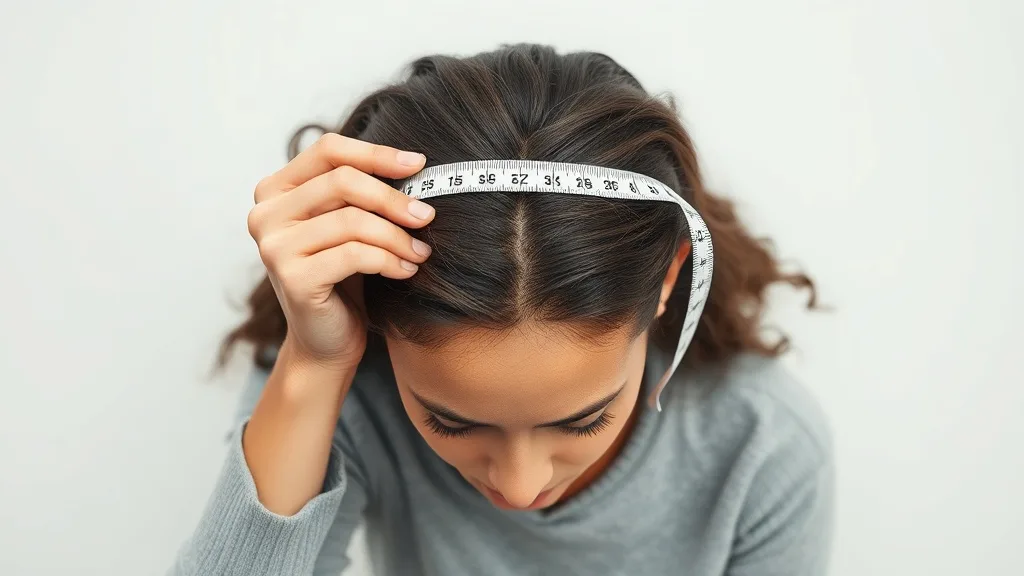 Soft measuring tape around a person's head measuring wig cap circumference